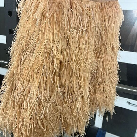 Alice + Olivia Philomena Lace High Neck Mini Dress Pink Feather Skirt Women's - Picture 14 of 14